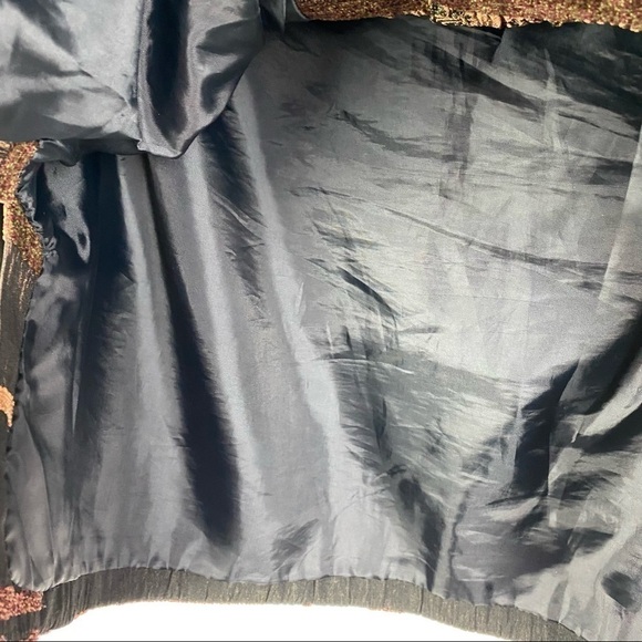 Mirasol Striped Floral Button Down Jacket Women's Medium Brown Black Lined - Picture 9 of 12